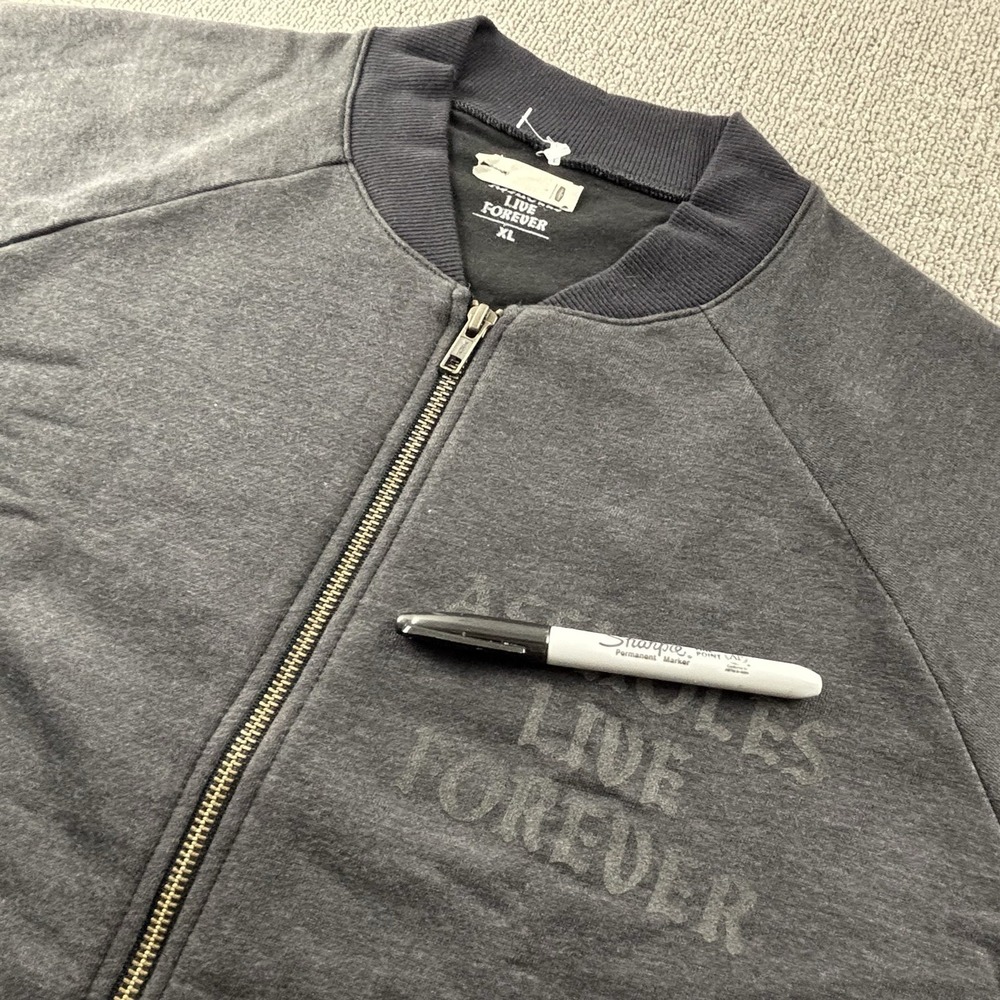 A**holes live forever Jacket Adult Size Extra Large Gray Full Zip Long Sleeve - Picture 8 of 14